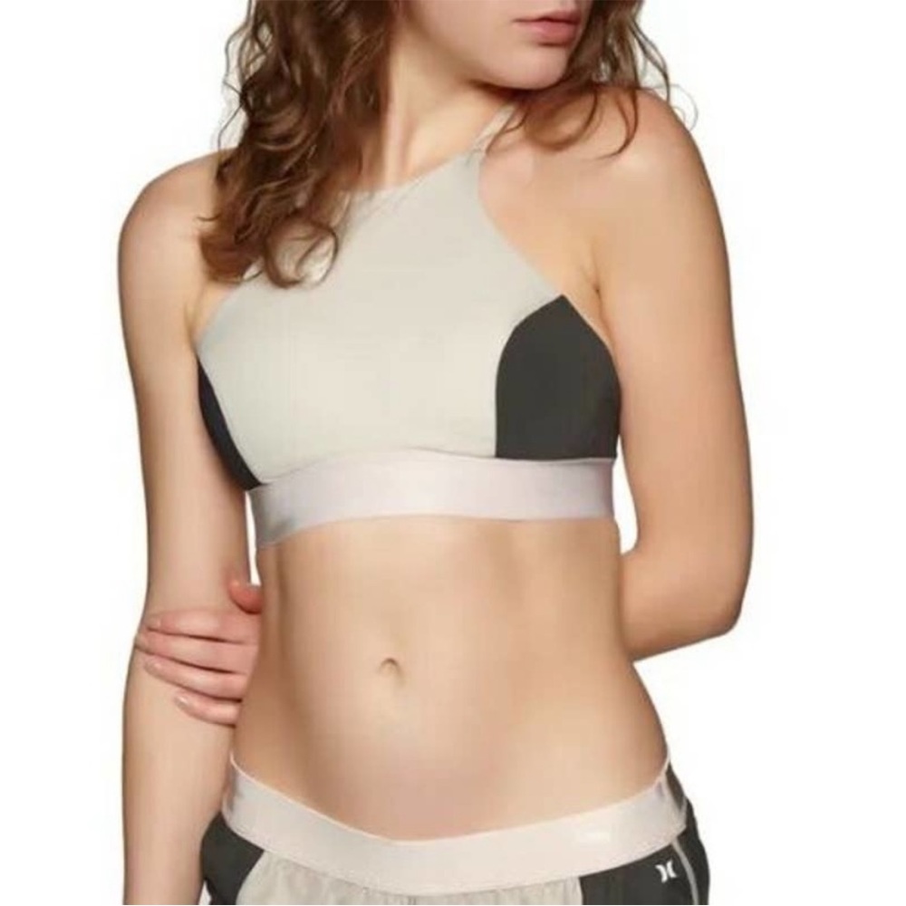 Hurley QuickDry Ballet High-Neck Surf Top - Cream/Black